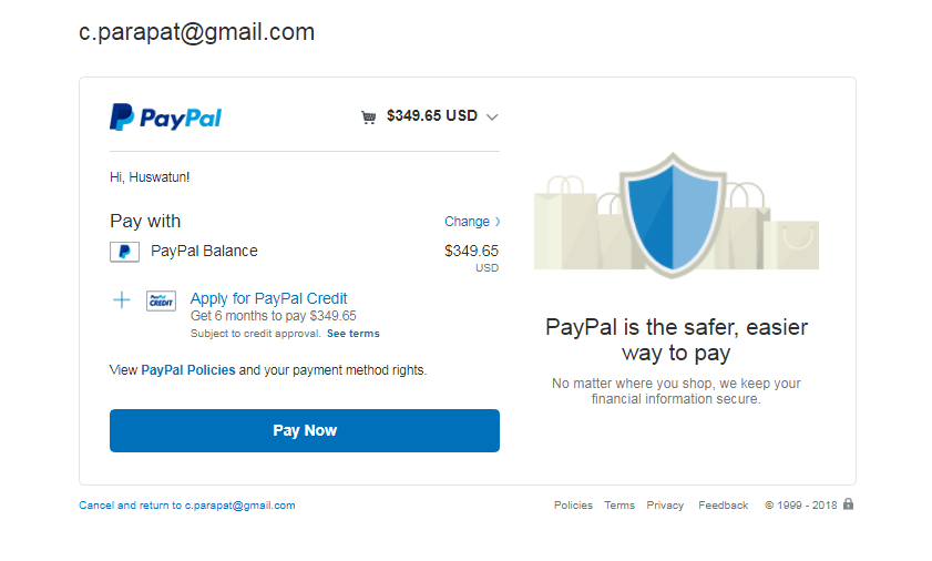 Checkout pembelian SSL dengan Paypal